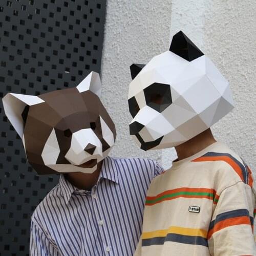 24 Options Collection Creative Panda Paper Model Headgear Mask Animal Headgear Low Poly Handmade Origami Photo Props Trend Funny