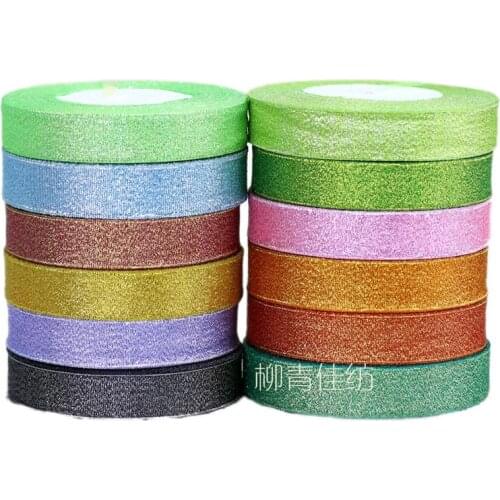 25yards/roll) 1''(25mm) Metallic Glitter Ribbon Colorful gift package ribbons wholesale