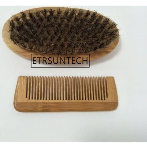 50sets Beard Brush And Comb Bamboo Hair Care Styling Man Gentleman Bristle Brush Beard Template Grooming Tools Gift