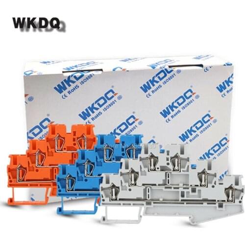 50Pcs ST2.5-3L Three Level Spring Terminals Electrical Connectors Wiring Return Pull ST Type Din Rail Terminal Block ST 2.5-3L