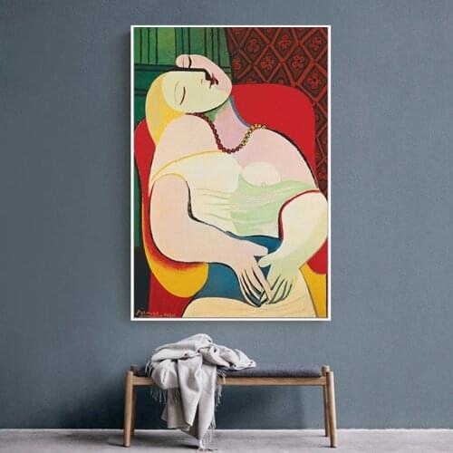 Dreaming Woman By Picasso Abstract Canvas Painting Nordic Style Posters and Prints Wall Art Pictures for Living Room Home Decor