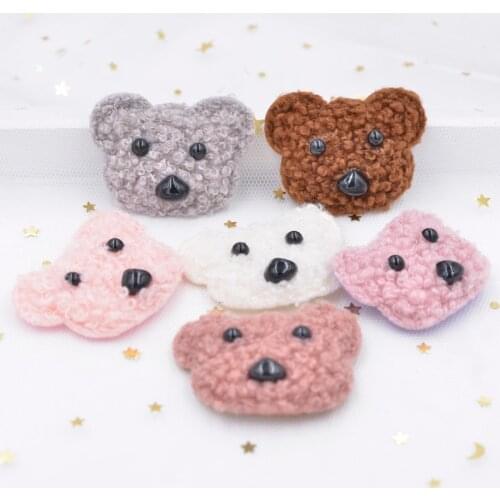 6Pcs Teddy Plush Padded Kawaii Bear Head Appliques for Clothes Hat Leggings Sewing Supplies DIY Hair Clips Decor Accessories G10
