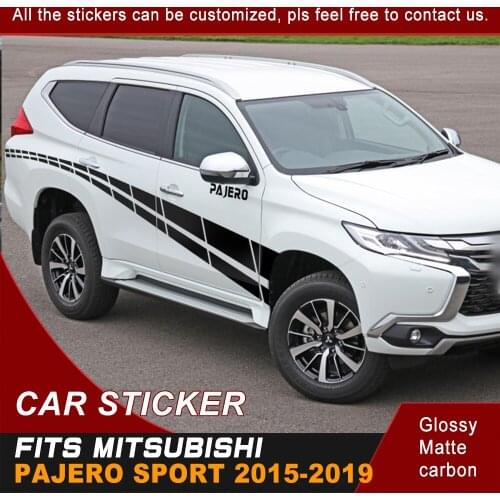 Car Decals Side Body Racing Flag Styling Graphic Vinyl Cool Car Sticker Fit For MITSUBISHI PAJERO Sport 2015 2016 2017 2018 2019