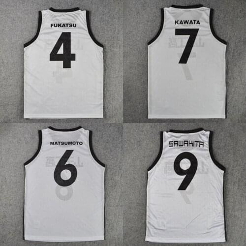 Slam Dunk Akita FUKATSU SANNOH NOBE MATSUMOTO ICHINOKURA Sawakita KAWATA Basketball Jersey Cosplay Anime White Tops
