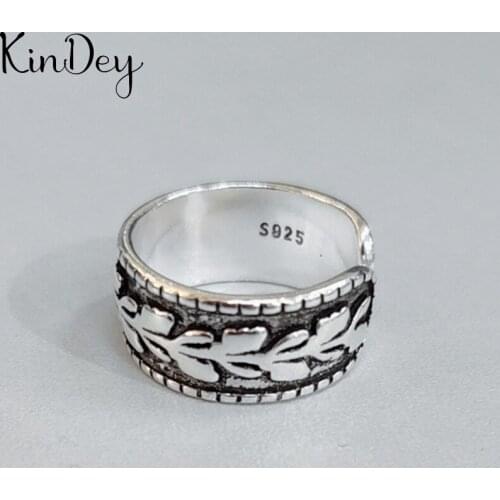 Bijoux 2020 Simple Style Silver Color Leaf Rings For Women Gifts Large Adjustable Finger Rings