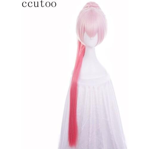 Ccutoo Huan Xiaoyi Pink Ombre Long Synthetic Cosplay Costume Wig With Chip Ponytail Heat Resistance Party Costume Wigs