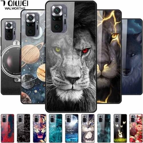 Tempered Glass Cover For Xiaomi Redmi Note 10 Pro Case Hard Protective Back Funda for Redmi Note10 / Note 10 Glass Coque Cute