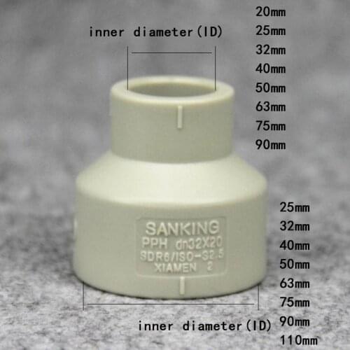 PPH hot melt water pipe fittings Tube Fitting Reducing Straight Connectors Garden Water Pipe Connector PPH Pipe Fittings 1 Pcs