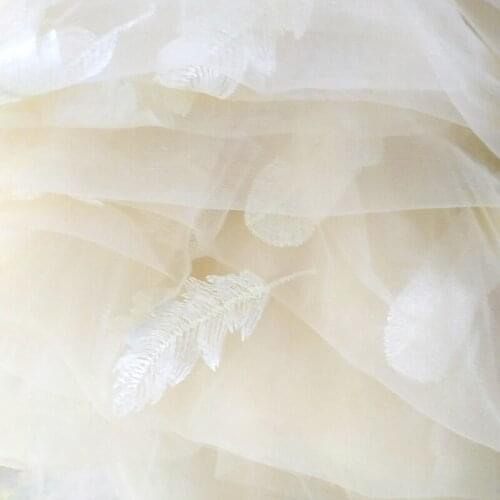 GLace 1Y/Lot hight quality feather pattern embroider mesh sewing fabric for women dress accessories home decoration TX1632