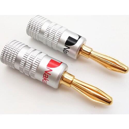 2PCS/Lot 4mm Speaker Cable Banana Plugs Corrosion-resistant Copper Plated Speaker Banana Plugs HIFI Audio Cable Connectors