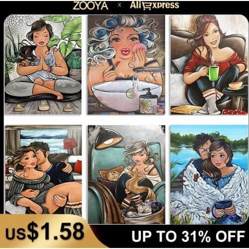 Fat Lady Women Diamond Painting Cross Stitch With Bead 5D Diamond Embroidery Diamond Mosaic Painting Home Decoration Gift Jq717