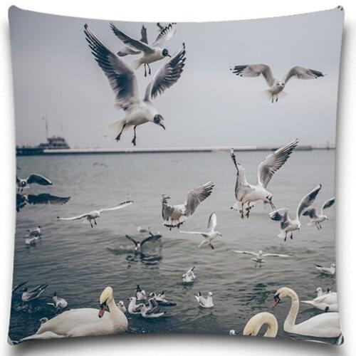 Flying Animal Beautiful Swan Pillow Case For 18' etc 5 size Square Vintage Home Decorative for sofa car bedroom 9 style