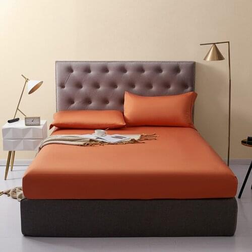 Sheets Solid color Bedding Linens 100% Pure Cotton Silky Soft bed mattress with four corners and elastic