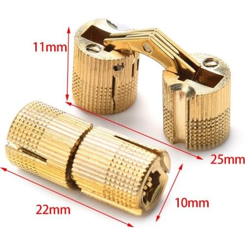 Copper Brass Furniture Hinges 8-18mm Cylindrical Hidden Cabinet Concealed Invisible Door Hinges For Hardware Gift Box