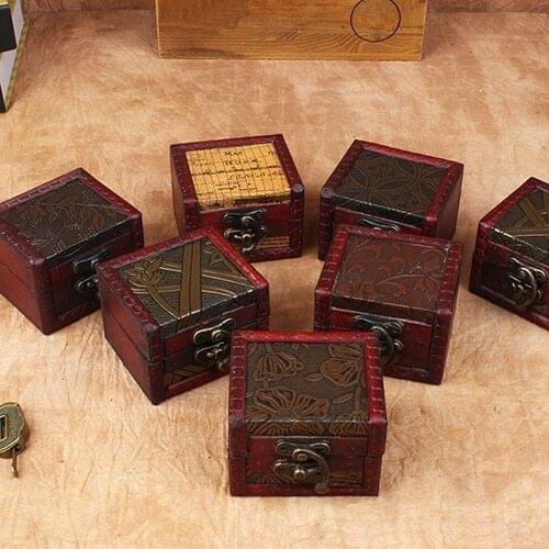 Hot New Mini Vintage Wooden Necklace Bracelet Storage Organizer Holder Gift Jewelry Cases Boxes Jewelry Box For Engagement Ring
