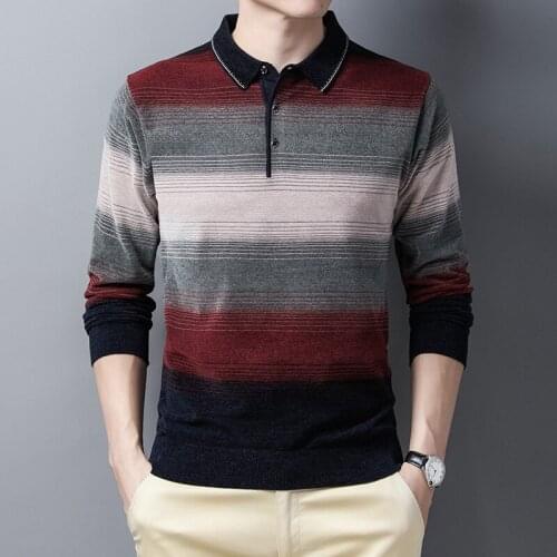 Soft mens pull-neck long sleeve sweater for autumn 2020 Casual mens sweater striped top for cold fashion style mens clothes
