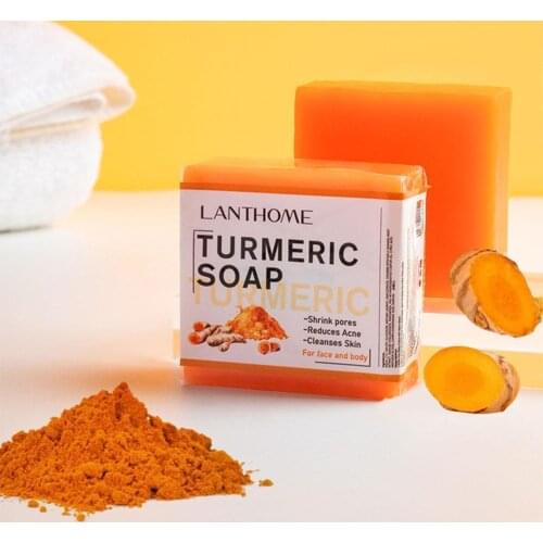 100g Turmeric Essential Oil Handmade Soap Face Wash Removal Acne Treatment Oil Control Moisturizing Whitening Soap Face Care N2