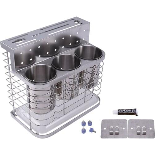 Wall Mounted Stand Kitchen Storage Rack Knife Holder Cutlery Box Spoons Forks Organizer Container Dishware