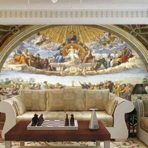Custom size wallpaper European oil painting background mural sacrament controversy wallpaper living room bedroom dining room