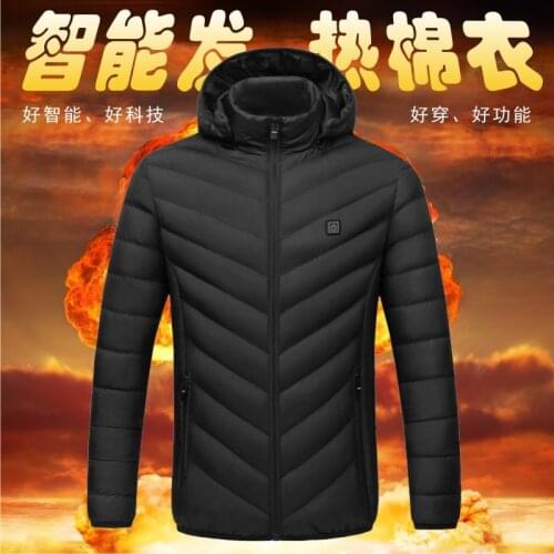 Autumn And Winter fa re fu Intelligent Constant Temperature Mens And Womens Wearable USB Fever Cotton-padded Clothes Plain Hoo