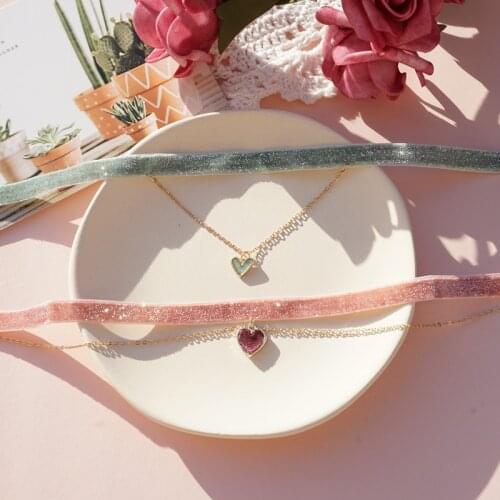 Fashion Gothic Red Velvet Choker with Heart Shape Rhinestone Buckles Charms Collar Bib Necklaces For Women Gift