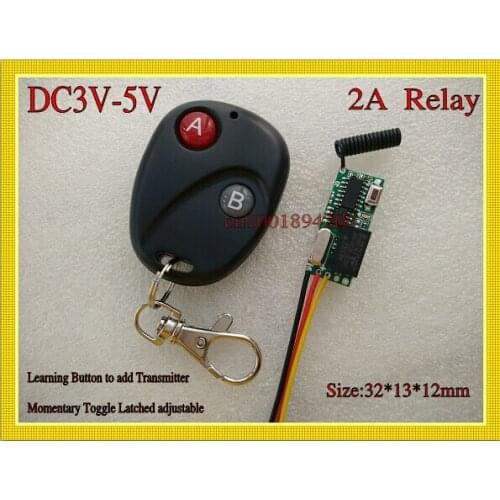Small Volume Remote Control Switch System Mini Micro DC3V-5V Relay Receiver Transmitter 3.7v 4.2V LED Remote Lighting 315/433