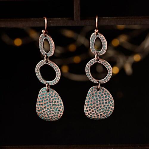 Womens Vintage Geometric Irregular Metal Dangle Earrings Ethnic Charm Uneven Dangle Hanging Earing Fashion Indian Jewelry