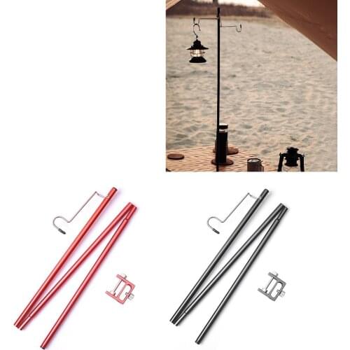 Outdoor Folding Dual Camping Lamp Pole Kit Ground Desktop Fixing Detachable Lantern Stand Camping Tent Light Holder Hangers
