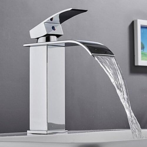 Basin Waterfall Faucet Wide Mouth Stainless Steel Mirror Treatment Square Elbow Under Counter Basin Above Counter Basin Faucet
