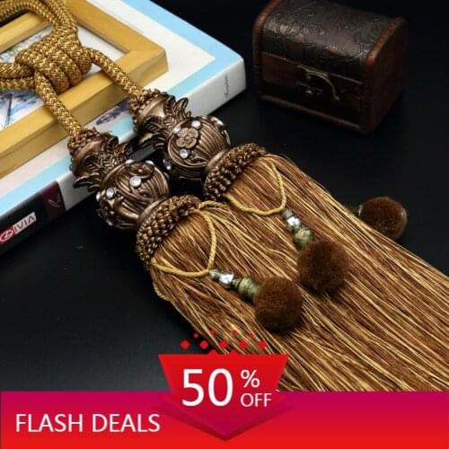 Modern Simplified European Yangmei Ball Double Ball Hanging Ball Tassel Hanging Ball Tied Ball Curtain Bandage Rope Lace-up