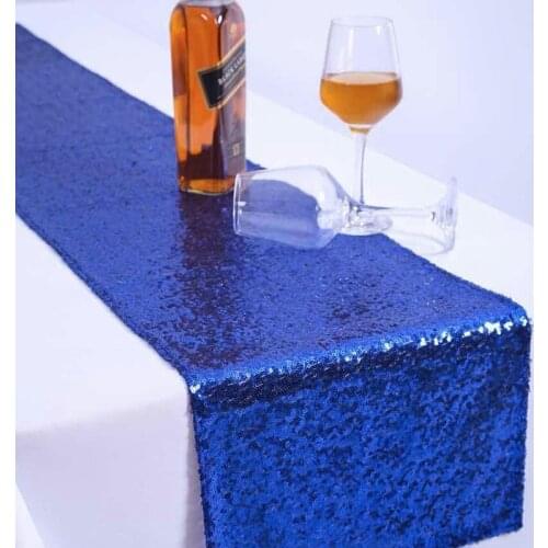 Wedding Party Supplies Solid Color Polyester Sequin Tablecloth for Home Hotel Kitchen Placemat Dinner Table Decor Table Runner