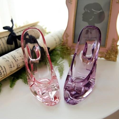 Birthday princess shoes Transparent glass decorations heels Cinderellas glass slipper Wedding shoe furnishing articles