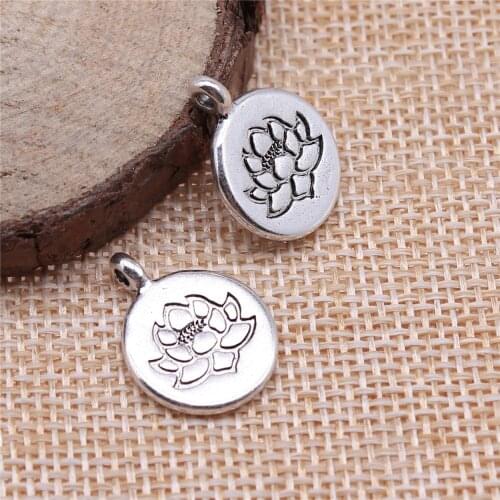 WYSIWYG 10pcs 19x15mm Buddhist Pendants Charm Lotus Flower Zen Buddha Charms For Jewelry Making Bracelet Accessories