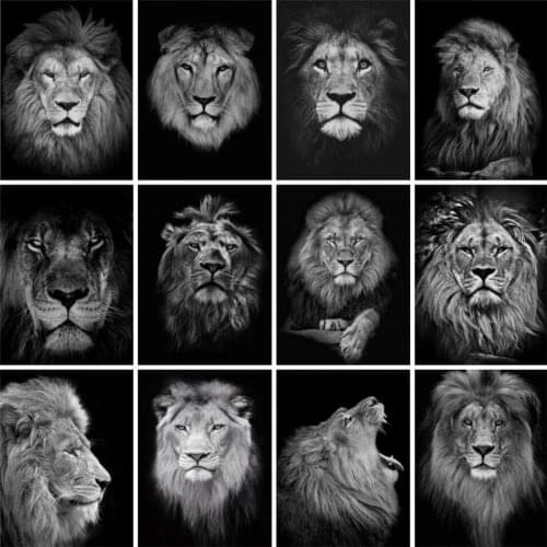 Yumeart Paint With Diamond Painting Lion Cross Stitch Diamond Embroidery Animals Picture Rhinestones Handmade Hobbies Wall Decor