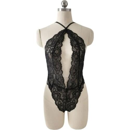 Womens Plus Size Floral Lace Lingerie Sexy One-Piece Romper Hollow Out New