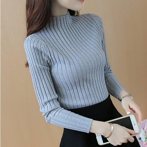 2019 Blusas De Inverno Feminina Ohclothing Sweater Female New Korean Semi Turtleneck Shirt Sleeved Pullover Slim Thickening