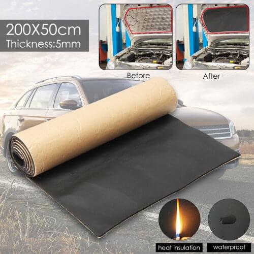 1Roll Anti-noise Sound Insulation Cotton 200cmx50cm 5mm Car Sound Proofing Deadening Heat Closed Cell Foam Car Accessories