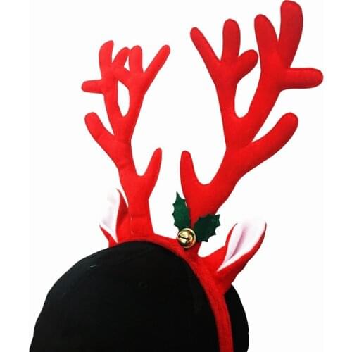 1pc Cute Elk Long Horn Headband Fashionable Cloth Antlers Reindeer Bell Christmas Headwear Head Band Adult Children Xmas Decors