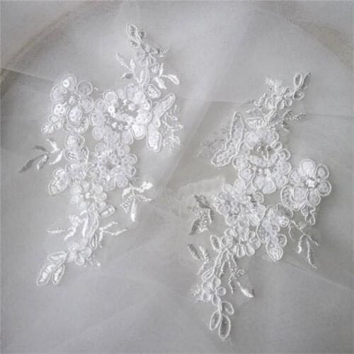 20Pcs Flower Floral Embroidery Lace Applique Ivory Patch Trim For Evening Skirt Clothes Decoration Patch Sewing On Accessories