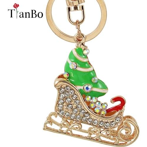 2018 Hot Sale Sled Keychain Rainbow Crystal Metal Action Figure toy model Car decor decoration wedding Christmas Gift Lover Gift