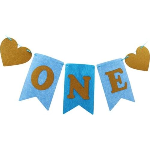Non-woven Fabric Garland Banner Baby One Years Old Birthday Party Letter Printing Flags Baby Shower Party Decor
