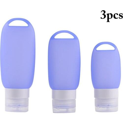 3PCS Kapmore Silicone Travel Bottle Portable Hole Travel Container with 3PCS Carabiners Refillable Bottles for Travel Tool