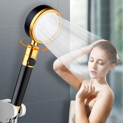 360 Degree Rotation Shower Head Adjustable High Pressure With Water Control Button Rainfall Nozzle Handheld Bathroom Accessories