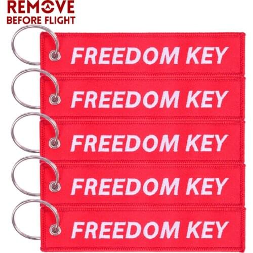 5PCS Keychain Freedom Key Chains Freedom Key Chain for Cars Red Embroidery Motorcycle Key Ring Jewelry llavero Aviation Gift OEM