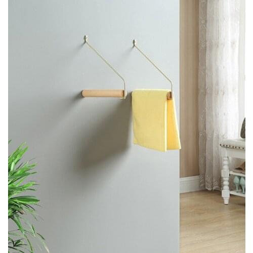 Nordic Brass Cloth Hanger Rack Wall Hanging Hook Collection Shop Decoration Wood Hanging Organizers Bathroom Towel Rack