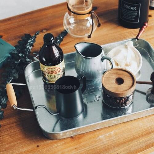 Nordic Binaural Tray Tableware Galvanized Iron Storage Tray Fruit Tray Rectangular Bread Plate Dessert Plate 39x28cm