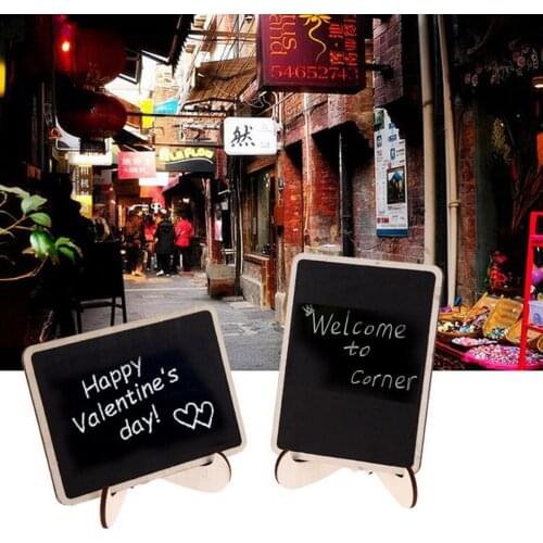1PC Mini Wooden Message Blackboard Chalkboard with Stand Small Black Notice Board Wedding Home Office Decor Supplies