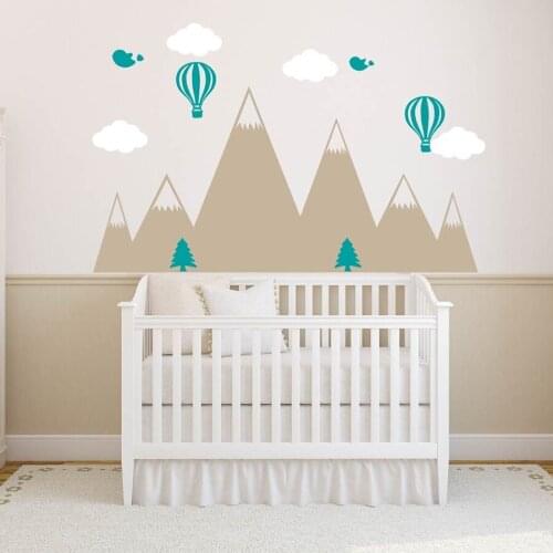 DIY Birds Clouds Mountain Wall Decal Art Murals Nursery Wall Stickers Mountain Kids Room Tree Wall Decor Big Size Sticker LC1310