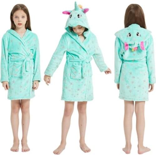 New Children Towel Beach Baby Bath Robe Animal Rainbow Unicorn Hooded Bathrobes For Boys Girls Pyjamas Nightgown Kids Sleepwear