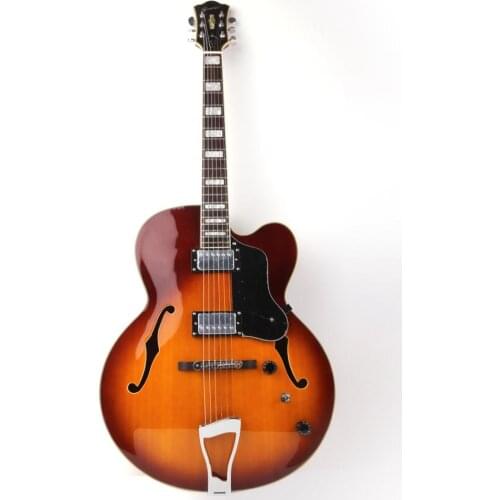 Good quality jazz hollow body f hole thick body single cutaway electric guitar free shipping